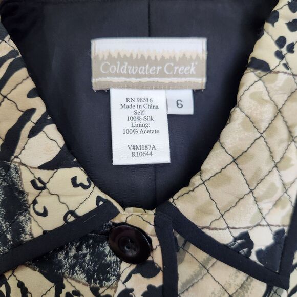 Coldwater Creek Silk Quilted Blazer-Patchwork-Animal Print-Earth Tones-Office-6 - Picture 8 of 11